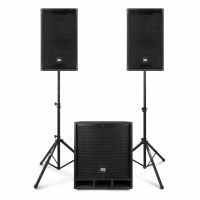 Power Dynamics Combo1500 set met statieven - 2.1 actieve speaker set met Bluetooth - 1500W