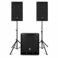 Power Dynamics Combo1800 set met statieven - 2.1 actieve speaker set met Bluetooth - 1800W